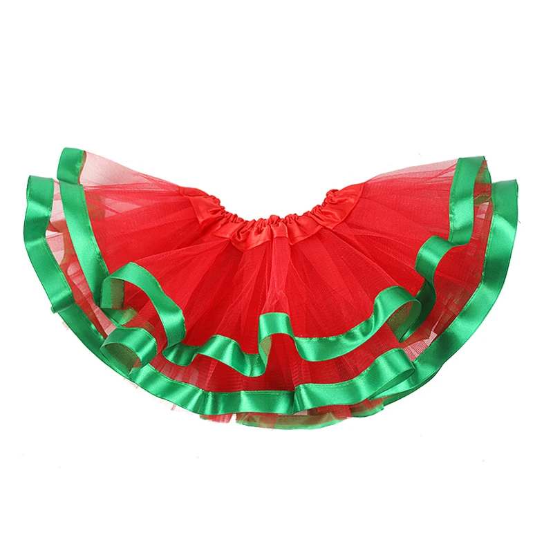 Red with green Одежда для новорожденных; детская юбка мини-юбка для девочек 3-слойное, розовое, юбка-пачка с золотым Rickrack отделка falda балетная танцевальная юбка в сеточку для девочек, нижние юбки rokken - Цвет: Red with green