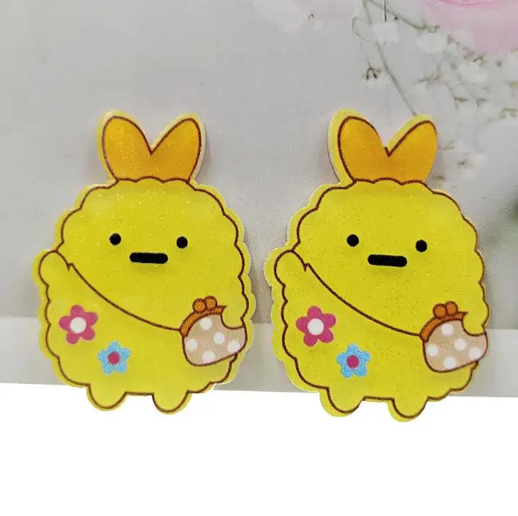 

Japanese Kawaii Cartoon animal glitter plane acrylic flatback Cabochon Scrapbook Crafts DIY Hair Bow hairpin Accessories