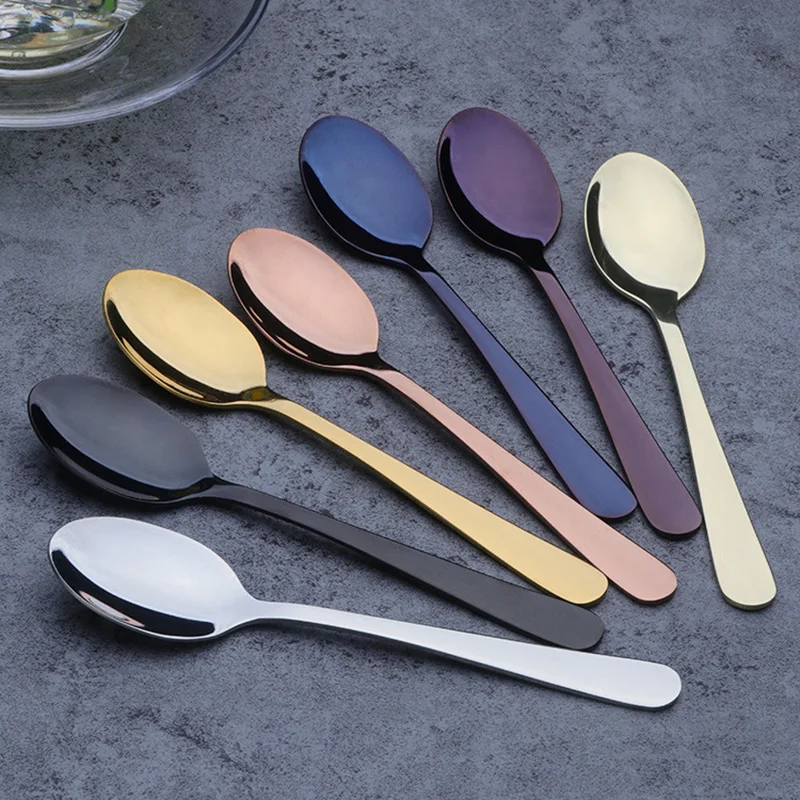 

6pcs Stainless Steel Mini Tea Spoon Cutlery Set Unique Rainbow Dessert Spoon Gold Tea Spoons Small Coffee Spoon Scoop