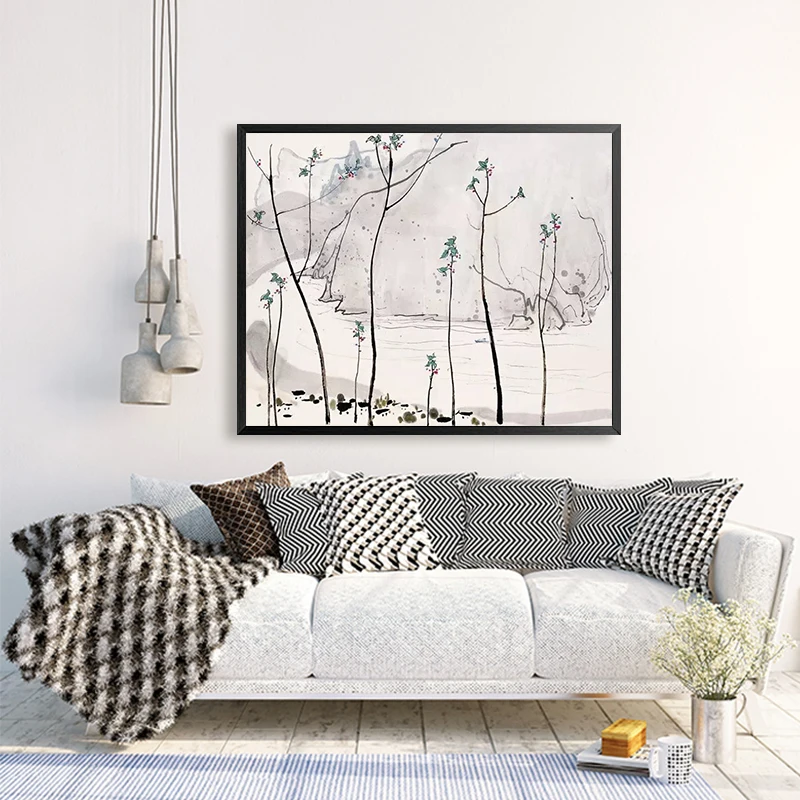 Китайская черно белая живопись по номерам ручная работа картины маслом