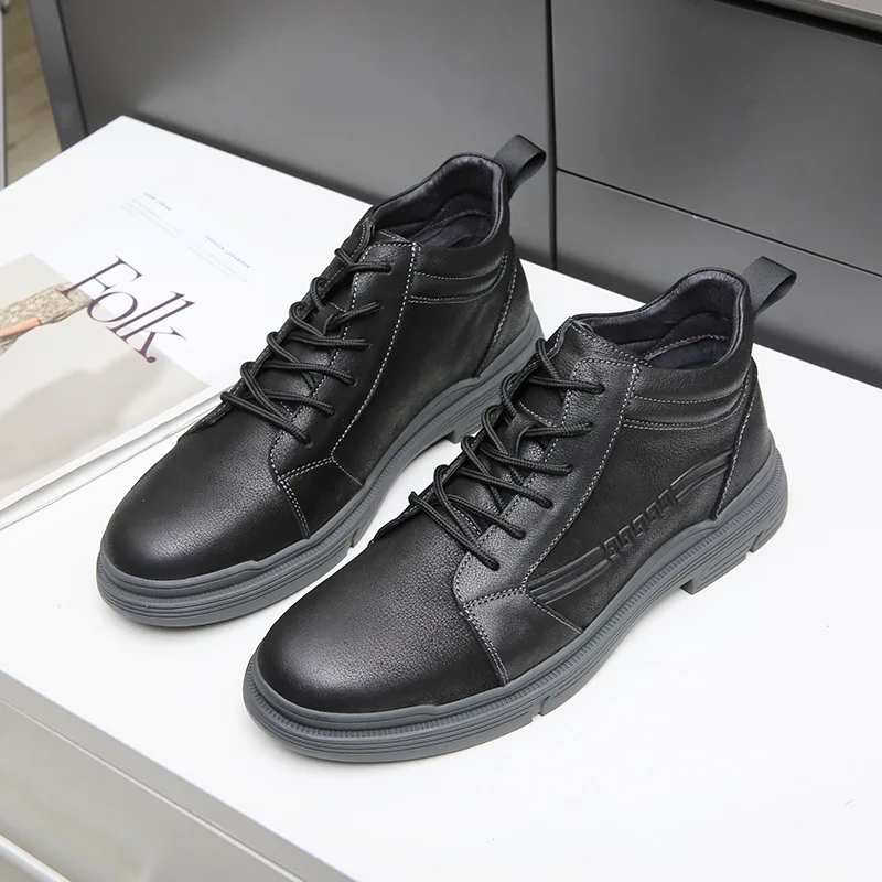 

Новинка Осень-зима 2021 повседневная мужская обувь из масляной вощеной воловьей кожи с высоким верхом удобная мягкая кожаная обувь со шнуров...