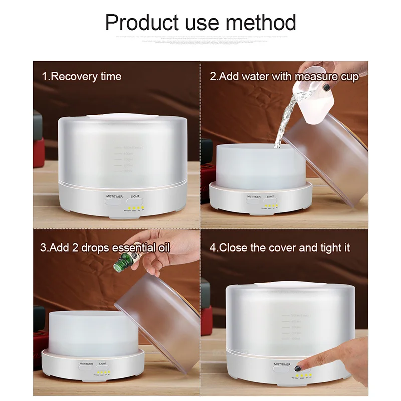 Увлажнитель воздуха диффузор для эфирных масел 500 мл ультразвуковой туманный