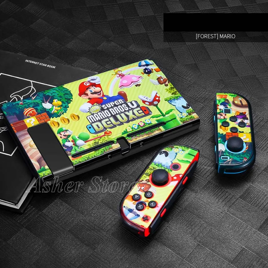 15 Nintendo switch шаблон Защитный чехол красочный жесткий корпус+ 4 Аналоговые крышки для nintendo Switch консоли Joy-con аксессуары - Цвет: 15