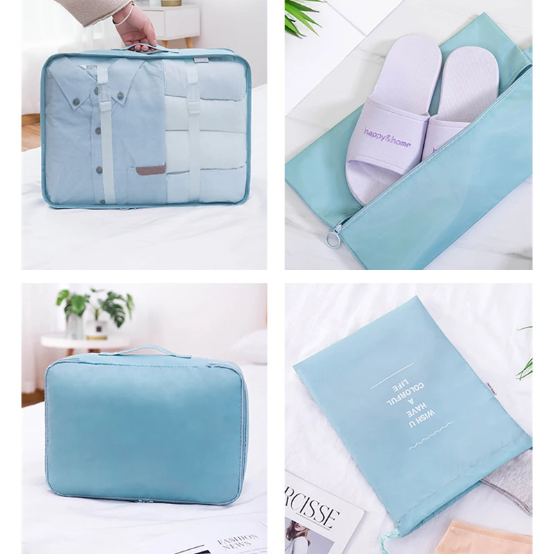 

9pcs Set Travel Organizer Storage Bags Suitcase Packing Set Storage Cases Portable Luggage Organizer Clothes Shoe Tidy Pouch Bag