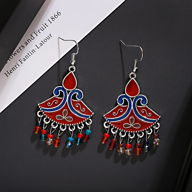 Винтажные богемные Цветочные турецкие серьги с кисточками женские этнические