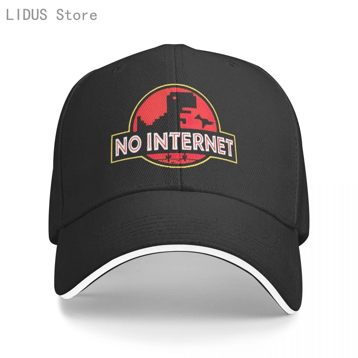 

Cartoon Dinosaur Baseball Cap Fashion No Internet Dad Hat Men Dino Trucker Cap Harajuku Jurassic Offline Park Men's Snapback Hat