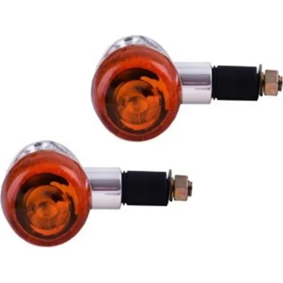 

Team Yellow Glass Nickel plated Small Signal Tumop Motorcycle Chopper f-093