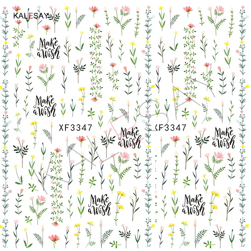 

3D Flower Nail Art Decoration Stickers Manicure Nail Design Sticker Art Decal Spring Green Decal Decor Not Water Decal Nail Art