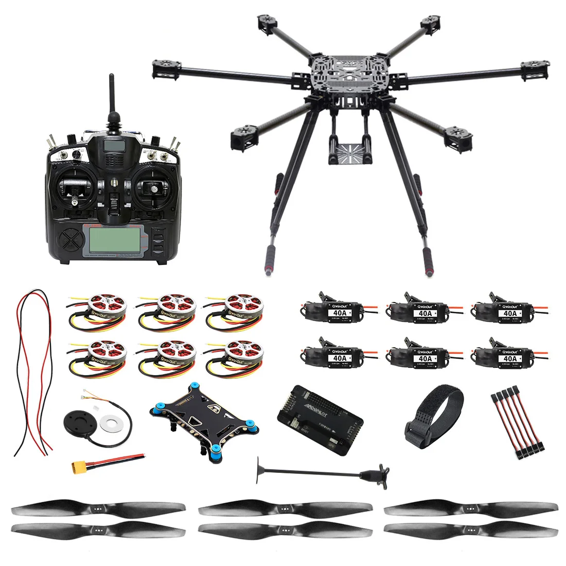 

DIY Drone Kit 850mm ZD850 Carbon Fiber Frame with APM2.8 Flight Control M8N GPS 350KV Motor 2-6S 40A ESC Hexacopter UFO Drone