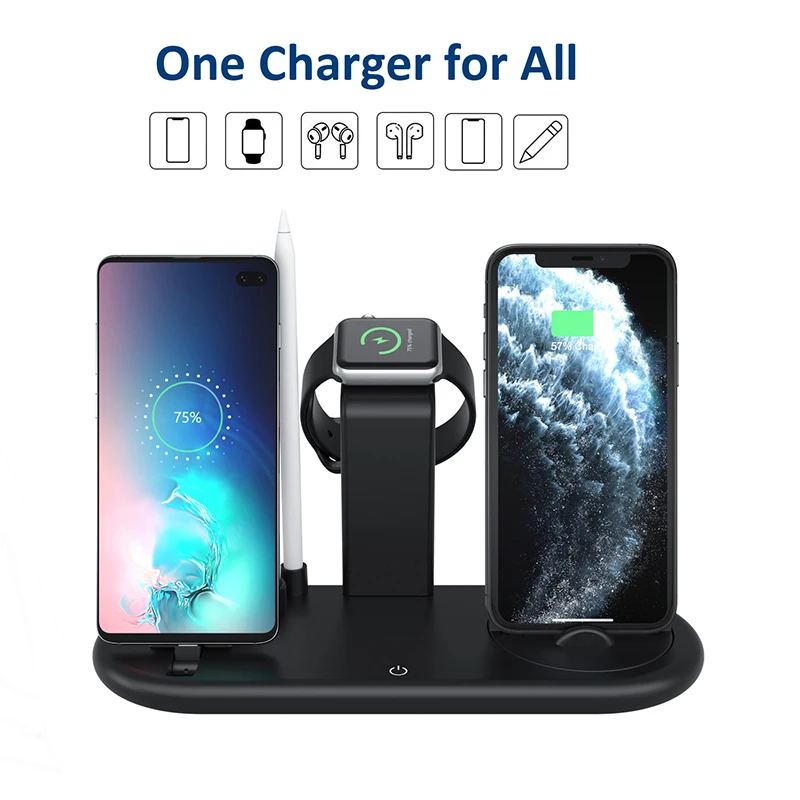 7-in-1Wireless мобильный телефон зарядное устройство Тип C освещение док-станция для