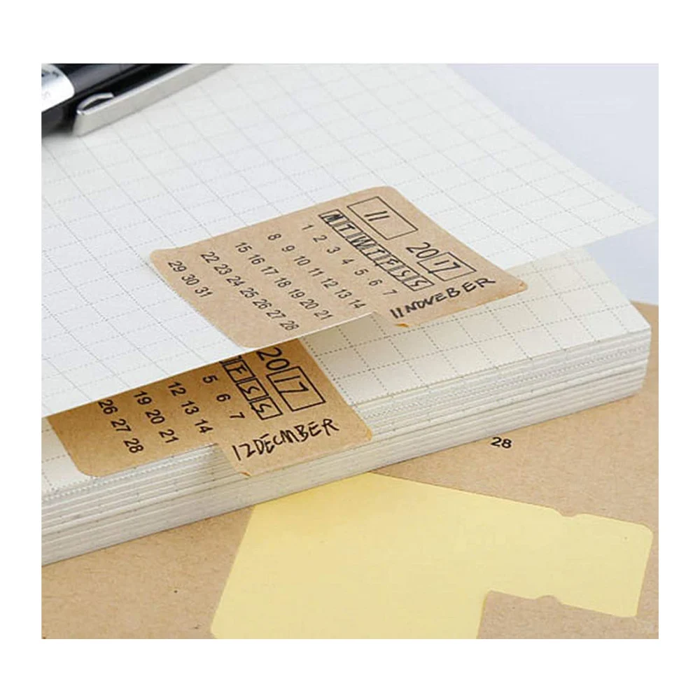 48PCS Calendars Stickers Universal Handwriting Brown Kraft Paper Monthly Adhesive Labels for Appointment Planner Label | Дом и сад