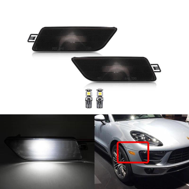 Дымчатые линзы переднего бампера белый OEM Fender боковые габаритные огни для Porsche Macan