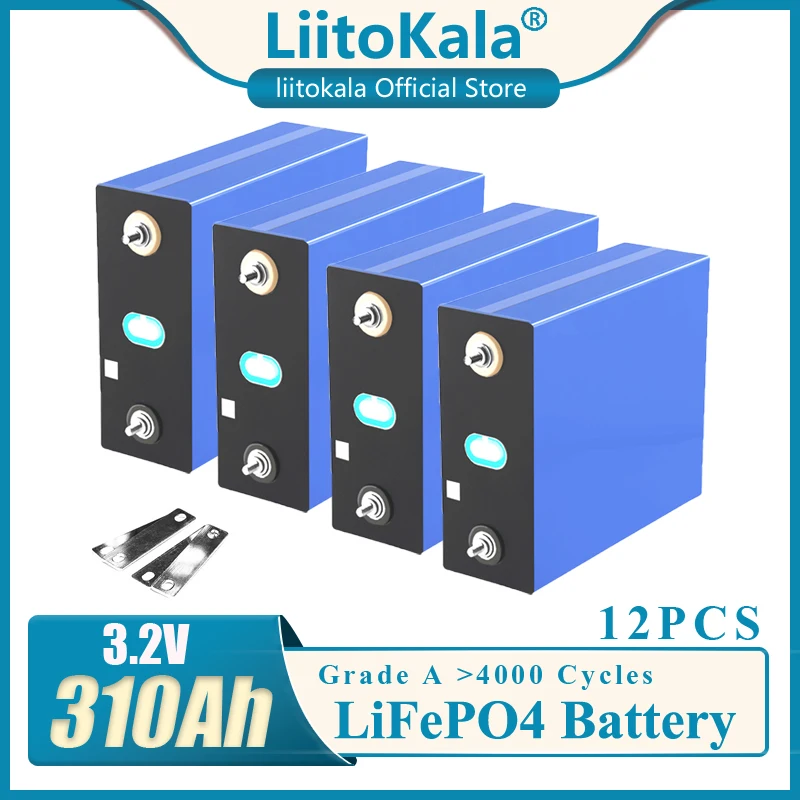 

12pcs LiitoKala GRADE A 3.2V 310Ah LiFePO4 Battery 36V Lithium iron phosphate battery for RV Solar battery pack EU US TAX FREE
