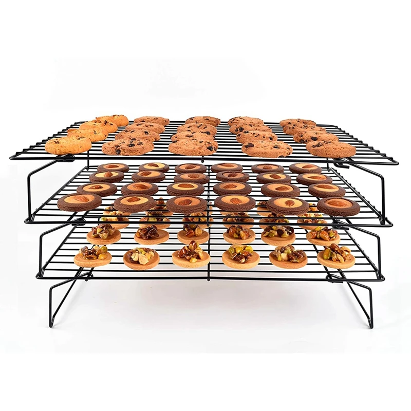 

Grade 3Tier Cooling Rack Stackable Cooling Racks for Cookies Thick-Wire Kitchen Baking Rack Legs