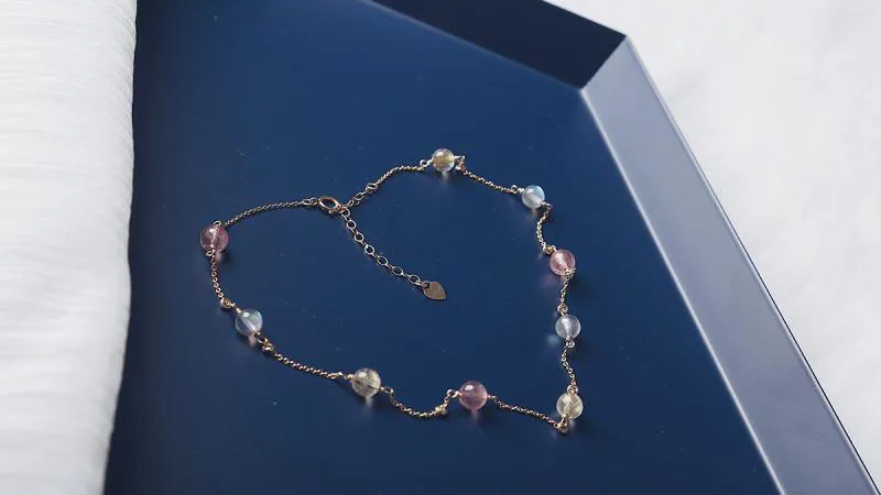 

2020 Newest Fashionable Strawberry Moonstone Lucky Beads Double Layer Jewelry Bracelet For Women Girls