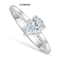 aiyanishi trendy silver band rings for women 925 silver bridal wedding solitaire pear sona diamond engagement ring bijoux femme