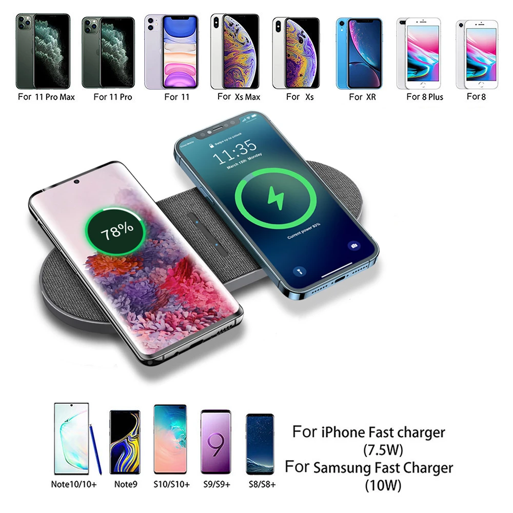 2 in 1 30W Qi Wireless Charger for iPhone 13 12 Pro Max 11 XS XR X 8 20W Dual Fast Charging Pad For Samsung S21 S20 S10 Xiaomi | Мобильные