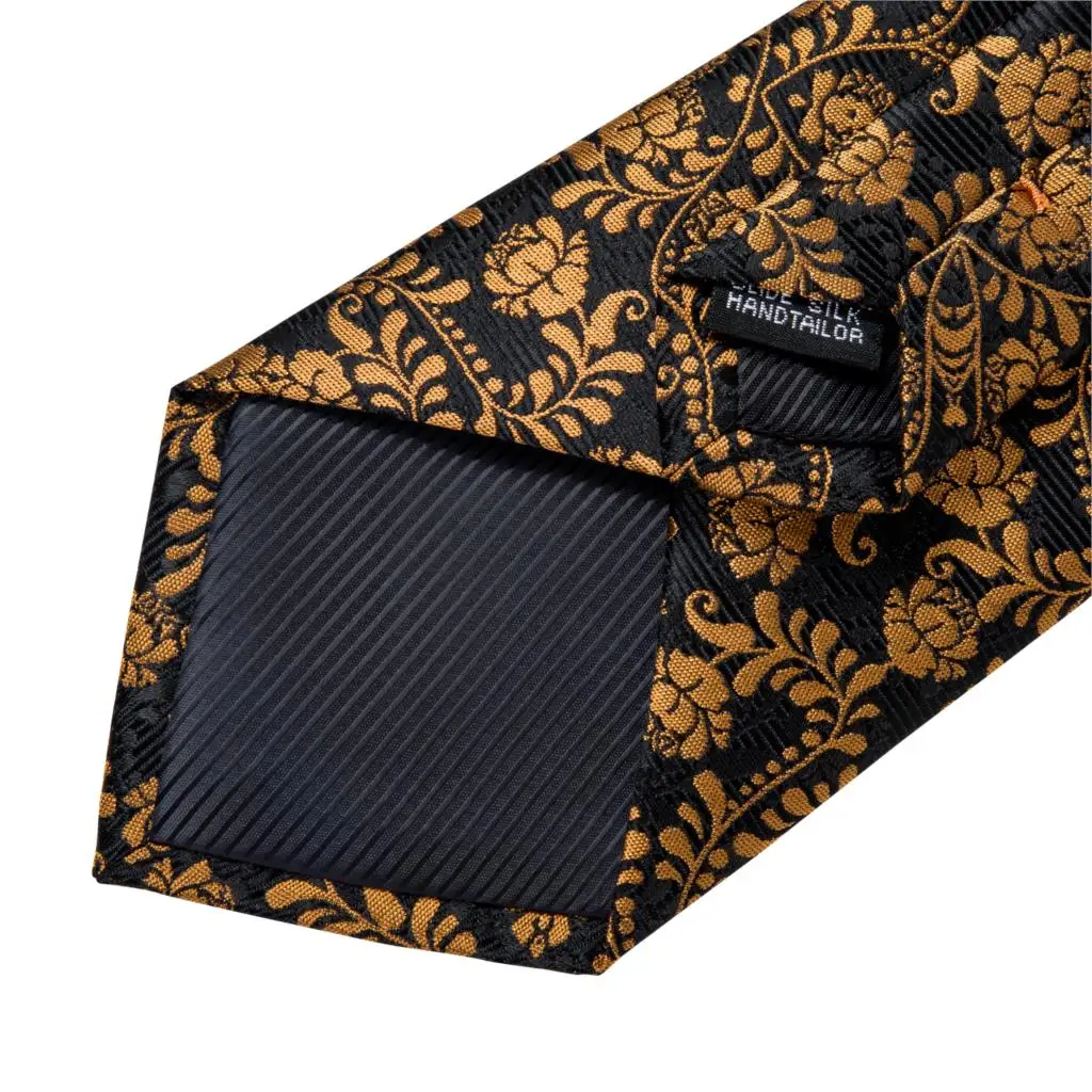 DiBanGu дизайнерский Мужской Шелковый Свадебный галстук золотой черный цветочный