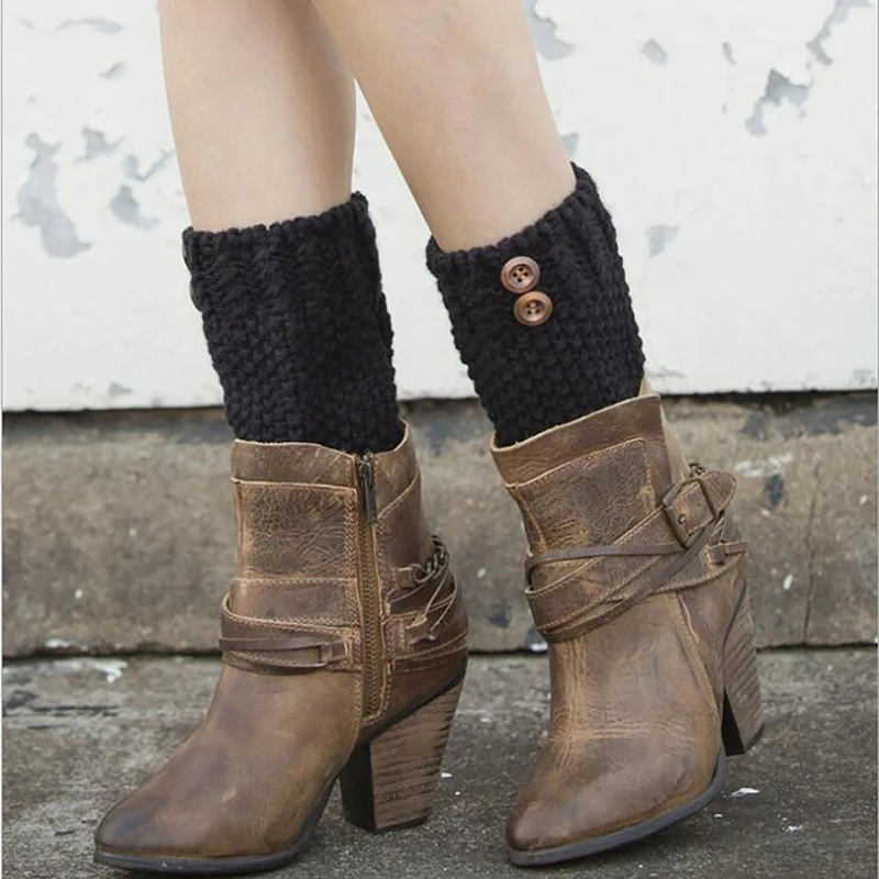 Женские ботинки трикотажные манжеты короткие вязаные гетры зимние теплые носки