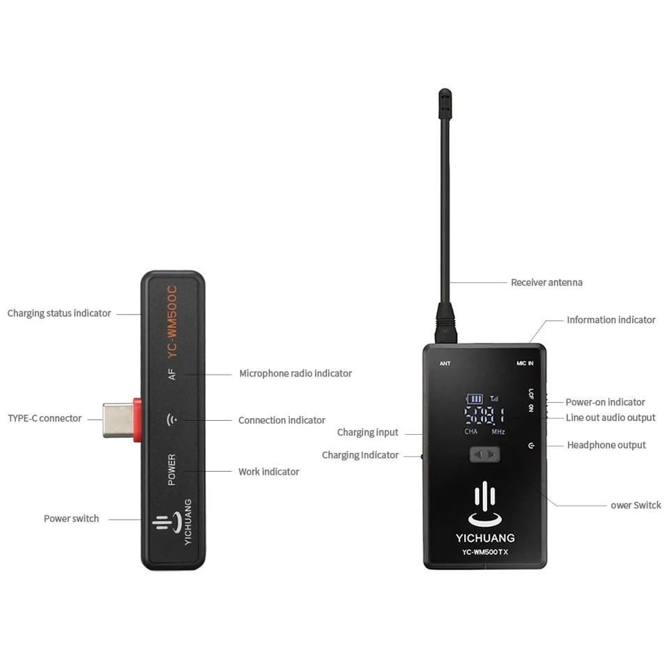Беспроводной петличный микрофон с отворотом 20 каналов UHF 2 передатчика 1