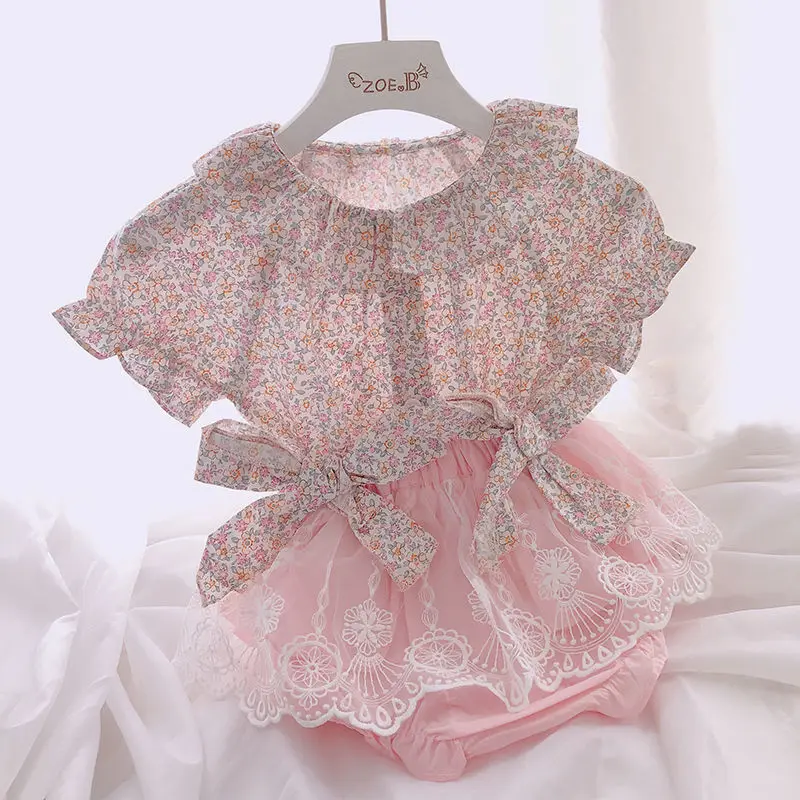 

Baby Summer Suit 2021 New Princess Short-Sleeved Bag Fart Clothes Girls Summer One-Year-Old Baby Clothes