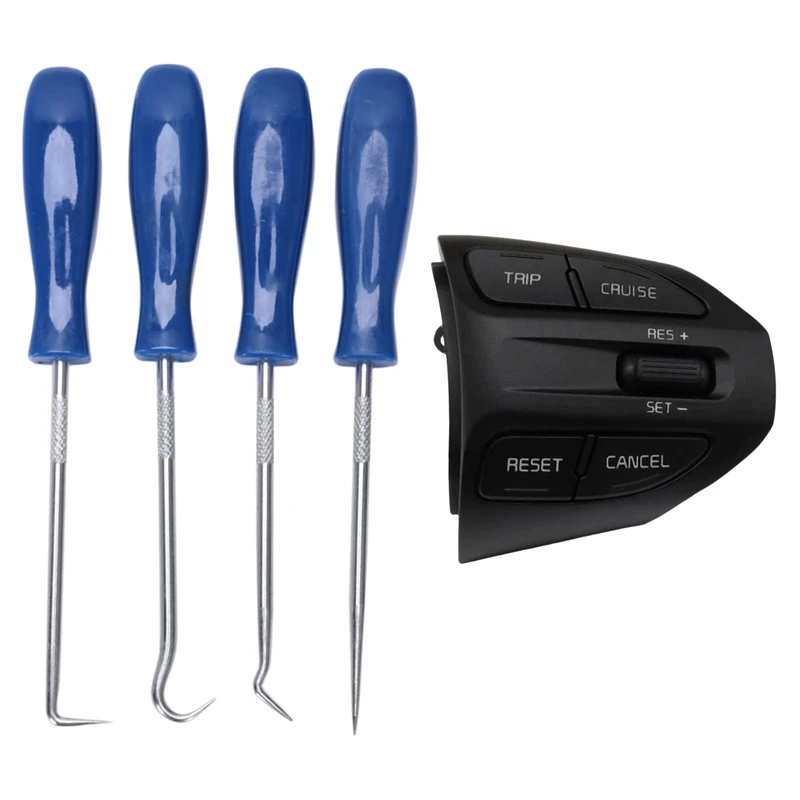 

New 4Pcs Hook and Pick Set Seal Remover Removal Tool & 1 Pcs Steering Wheel Button Bluetooth Phone Cruise Control Volume