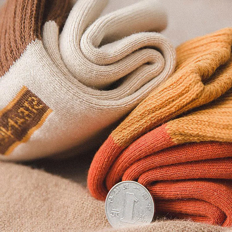 

5 Pairs/Lot Winter Plus Thick Ladies Terry Socks Letter Plus Velvet Warm Women Socks Floor Tube Towel Cotton Socks Women