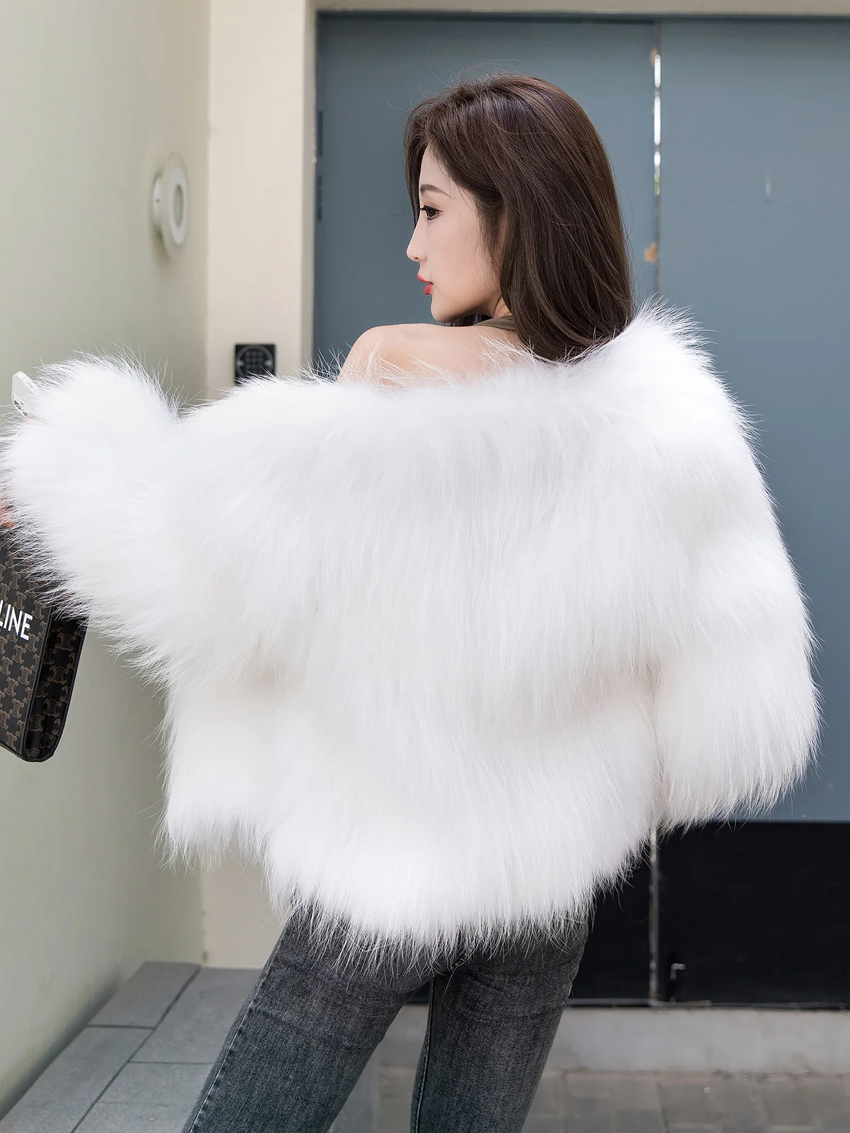 100% fur real raccoon fur woven jacket natural female warmth young fur jacket animal fur casual jacket winter