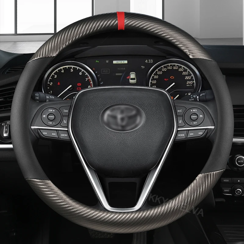 

Чехлы для руля из углеродного волокна, 38 см, для Toyota CHR Vios Yaris Camry Corolla