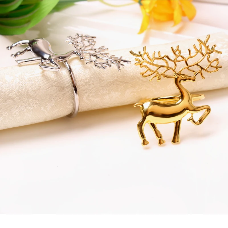 

Christmas Napkin Holder Alloy High-quality Cute Durable Delicate Deer Napkin Ring for Bar Restaurant Table Decoration
