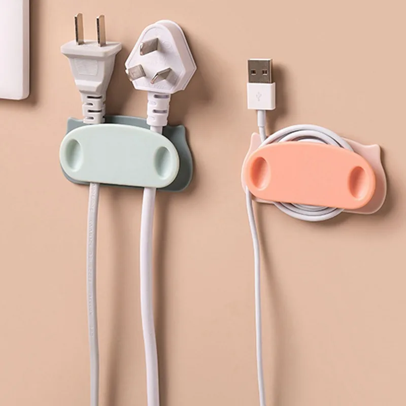 

4PCS/Pack Self Adhesive Hook Data Cable Power Plug Storage Holder Hanger Wire Storage Clamp Household Organizer