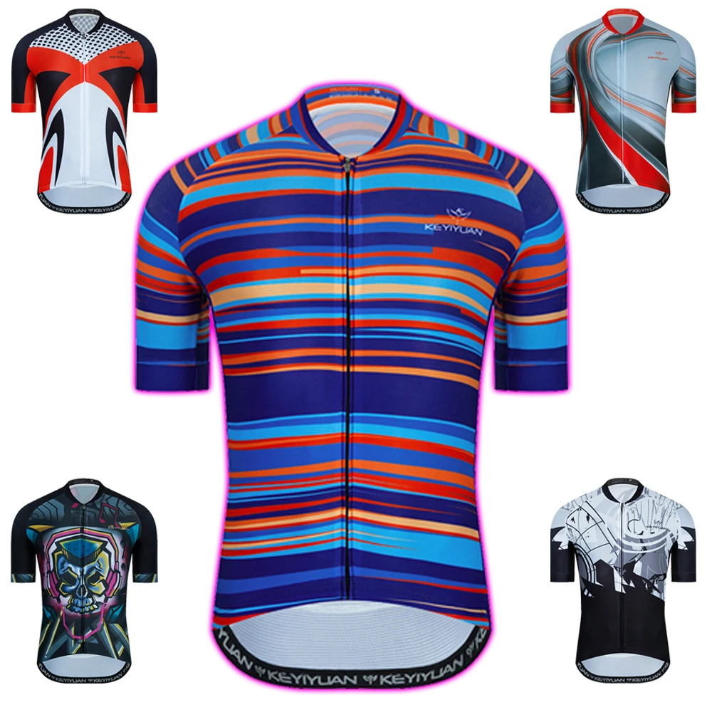 

Keyiyuan 2021 Color Bar Cycling Jersey Men Short Sleeve Sportswear Ropa Ciclismo MTB Bike Jerseys Bicycle Tops Cycling Clothing