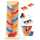 Детская деревянная игрушка Монтессори, обучающая деревянная машина, гоночная рампа, трек, набор, башня, слот, игрушка для детей 2 + лет, подарок для мальчика и девочки