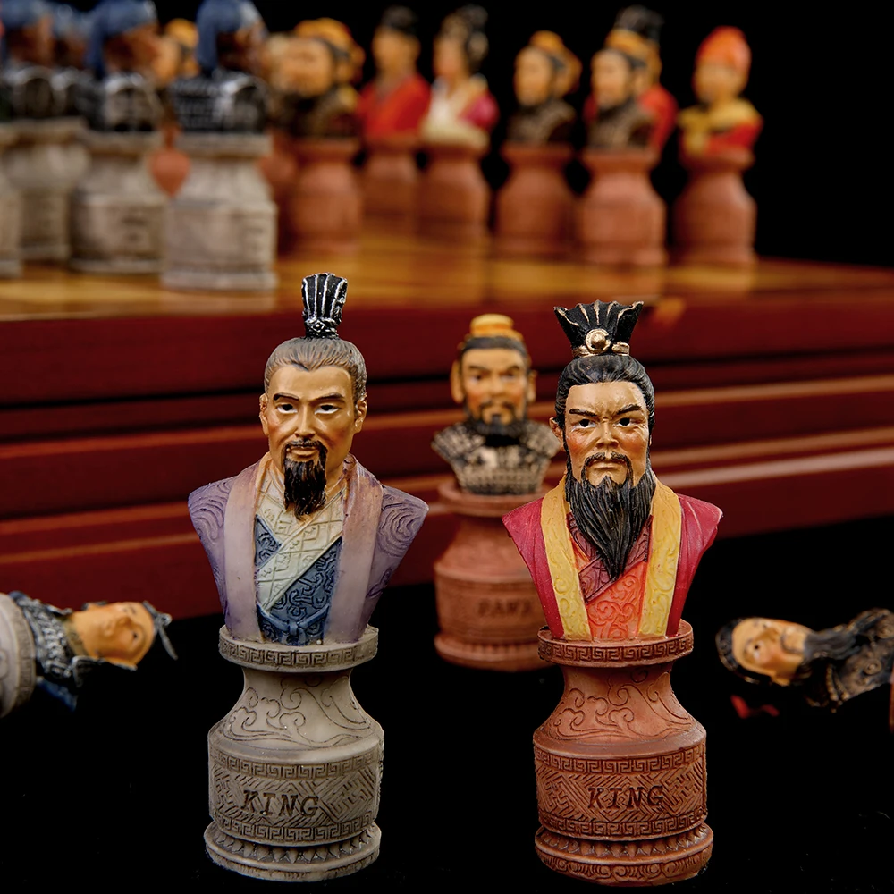 

Chess Set Luxury Resin Chess Pieces Wooden Board Game Chinese Ancient The Three Kingdoms Period Wars Chess Setsthemed Chess