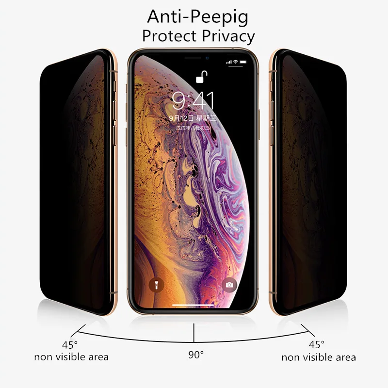 Антишпионское закаленное стекло для iPhone 6 6S 7 8 Plus X Защитное сохранения личной