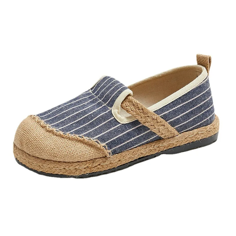 

Туфли женские из хлопка и льна, дышащие холщовые туфли-лодочки, низкий каблук, Повседневная модная художественная обувь, 2021