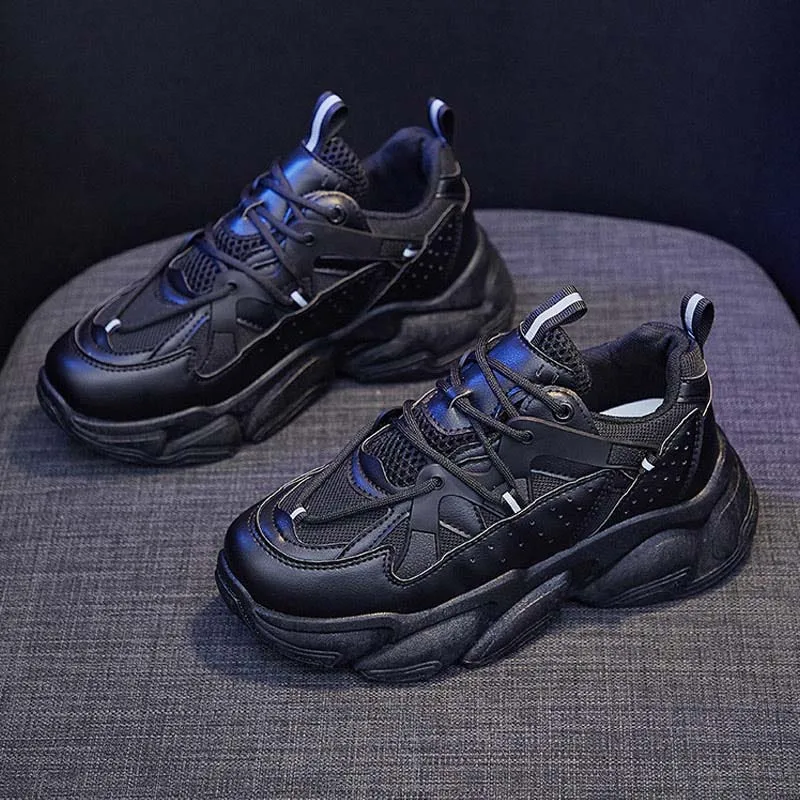 

Woman Sneakers Hollow Out Platform Ladies Lace Up Mesh Casual Running Shoes Women's Daddy Shoes Thick Bottom Breathable Fashion