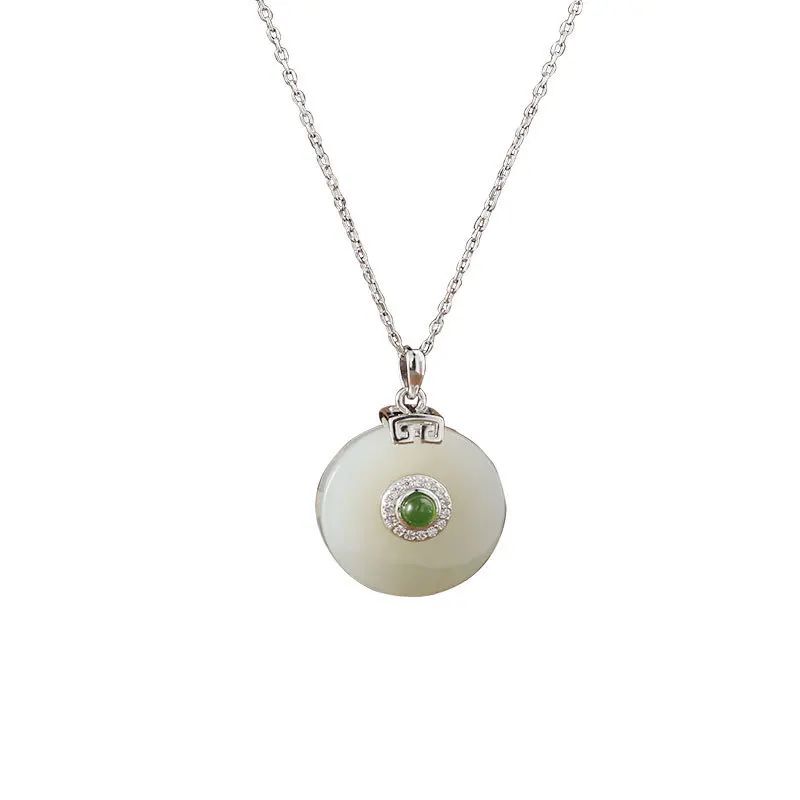 

Jindudu factory Jade direct sale S925 silver inlay Hetian jade egg surface pendant women's exquisite pendant necklace