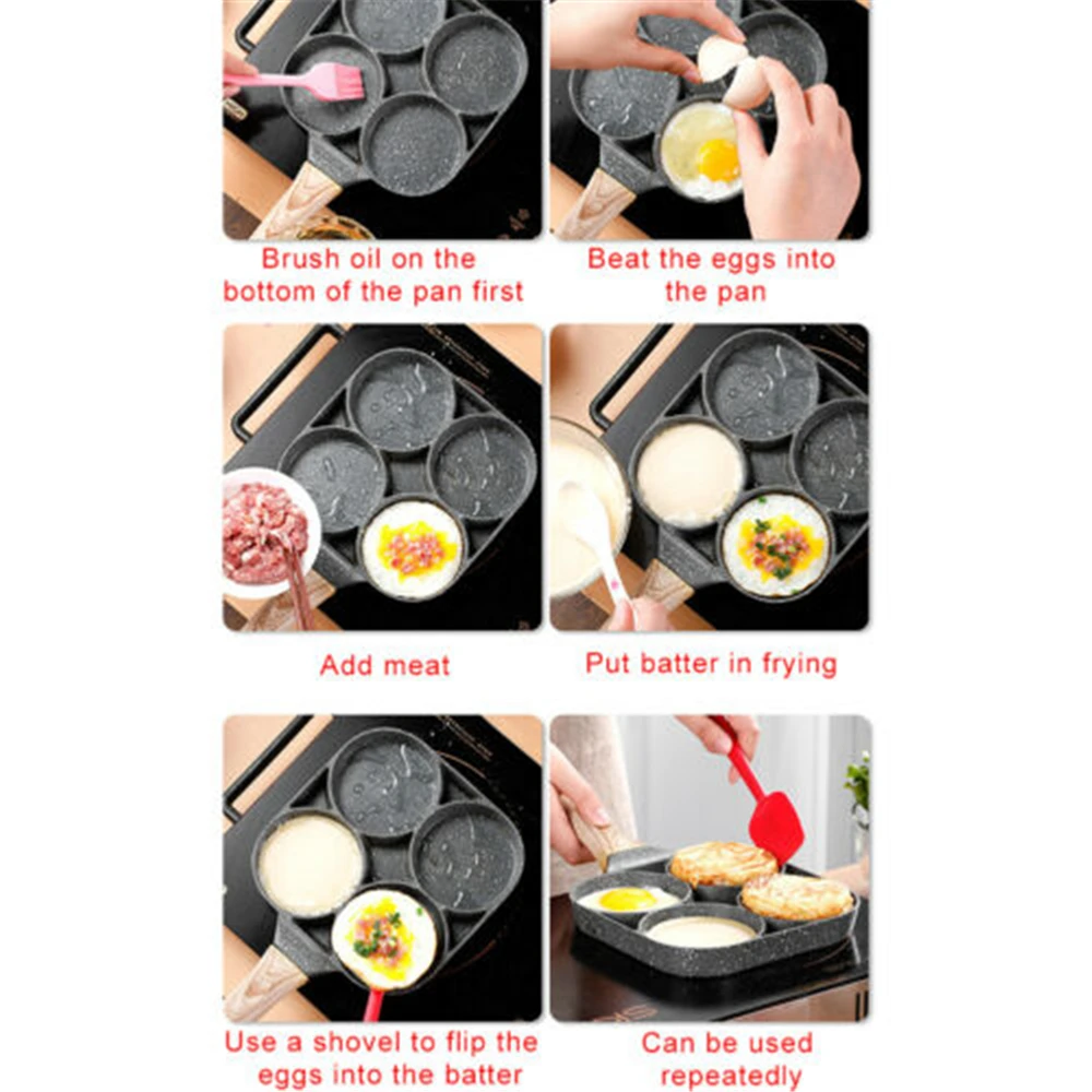 

Four-hole Frying Pot Pan Thickened Omelet Pan Non-stick Egg Pancake Steak Pan Cooking Egg Ham Pans Breakfast Maker Cookware