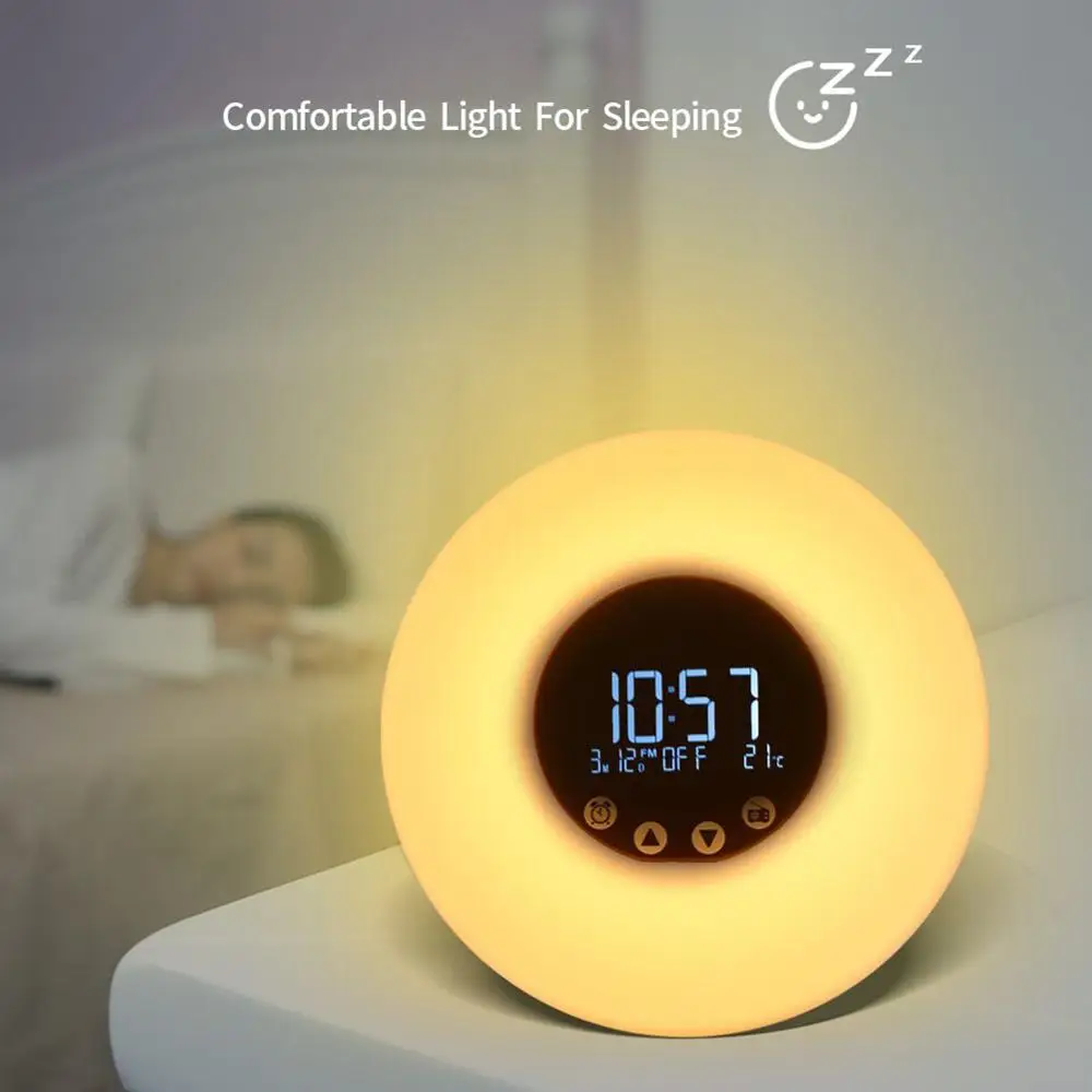 9 Цвет в 1 Reloj Цифровой Будильник Часы-Будильник Wake Up Light Настольная Фул