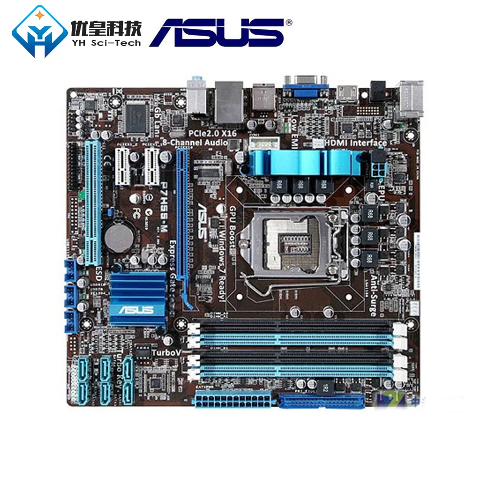 Оригинальная б/у настольная Материнская плата Intel H55 Asus P7H55-M разъем LGA 1156 Core