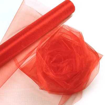 red 48 см x 5 м/10 м/15 м органза Кристальный Тюль Детская ванна Снежная пряжа для свадьбы Рождество День рождения DIY вечерние украшение арки - Цвет: red