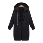 Puimentiua, новое повседневное осеннее длинное пальто на молнии, Толстовка для женщин, большие размеры, свободная куртка, пальто, женские толстовки, 2021