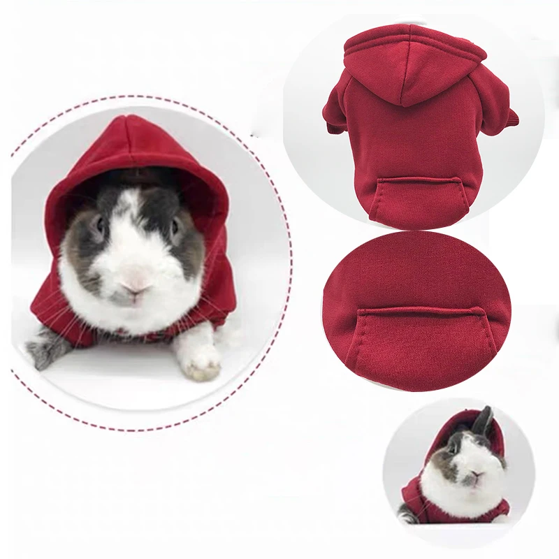 Rabbit Autumn and Winter Warm Sweater Bunny Pocket Two-legged Clothes Adult Go Out Photo Accessories Small Pet Supplies | Дом и сад