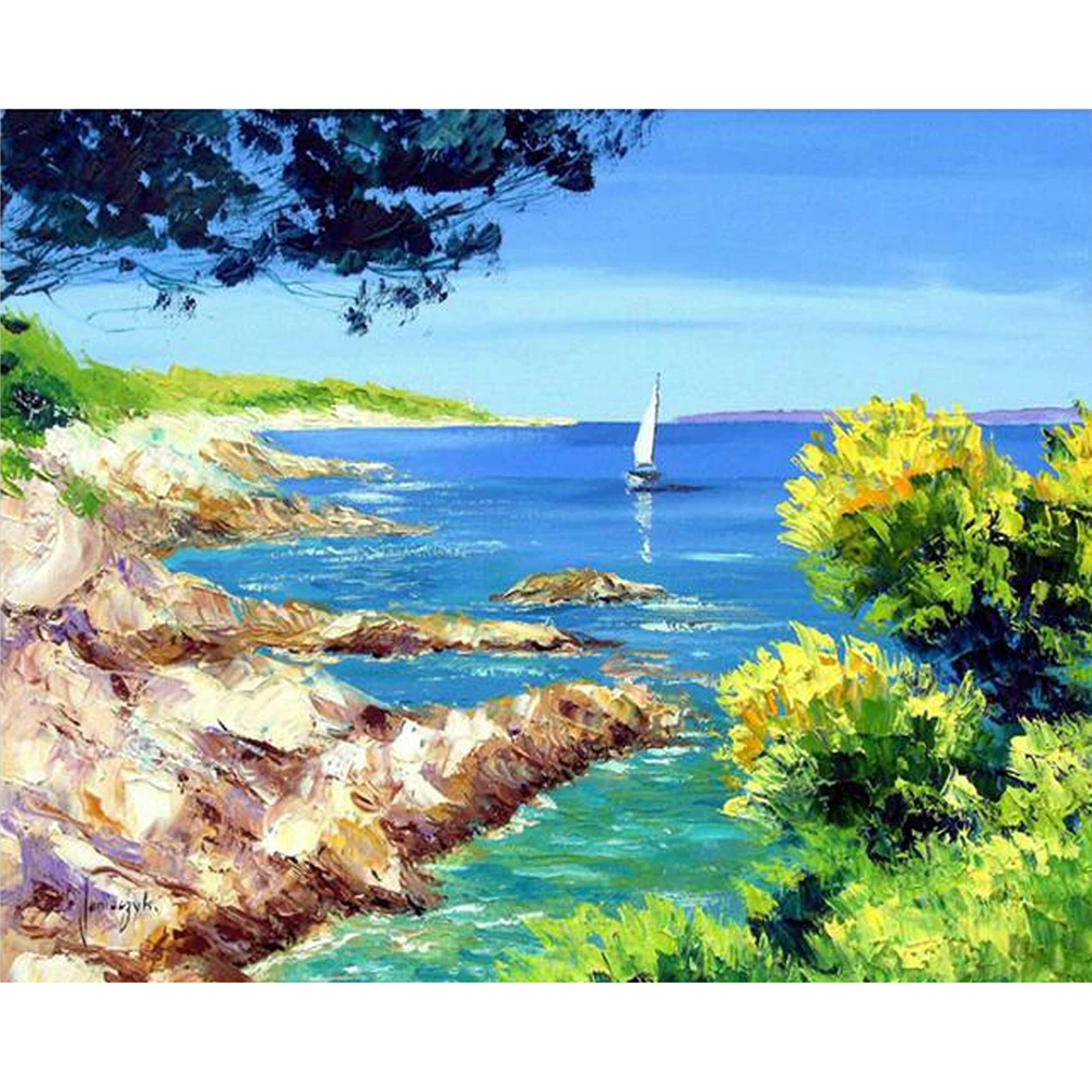 Алмазная 5D картина Прибрежный пейзаж сделай сам вышивка крестиком мозаика из