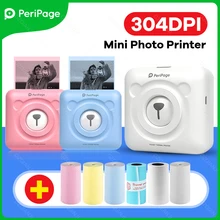 Peripage A6 304DPI Photo Printer Mini Bluetooth Notes Label Sticker Printer with Color Paper roll For home office use as gift