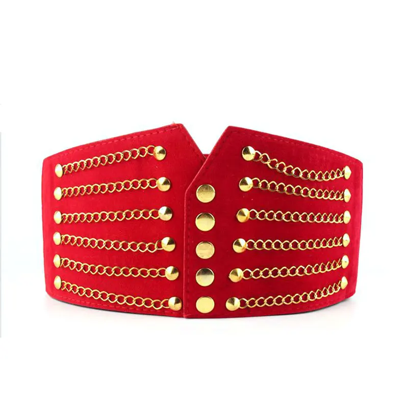 

Fashion Women Slim Corset Cummerbunds Elastic Belts Retro Versatile Rivet Waistband Female Coat Fur Hige Waist Belt Accessories