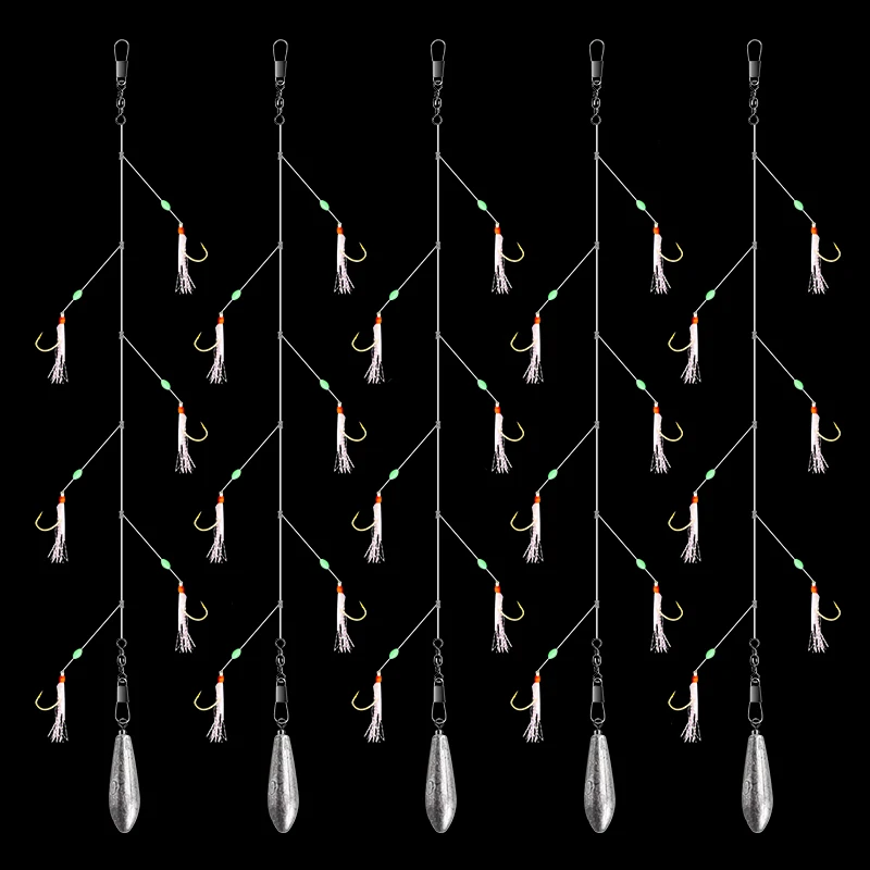 LEDIAO 5 упаковок рыболовные крючки бионическая Рыбная кожа скумбрия перья крючок