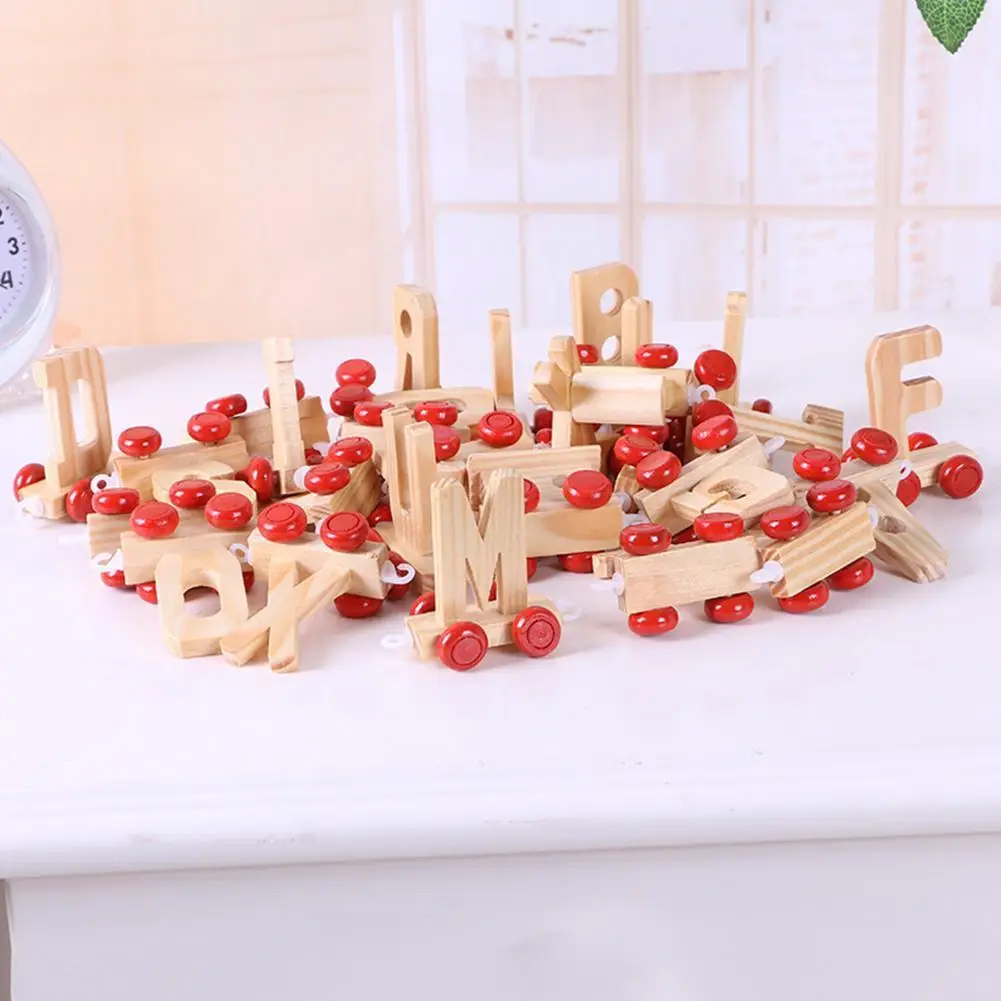 

28 Pcs/set Children's Toy Alphabet Train Early Educational For Toddlers Personalized Toys Wooden Educational Chips Children W3E2