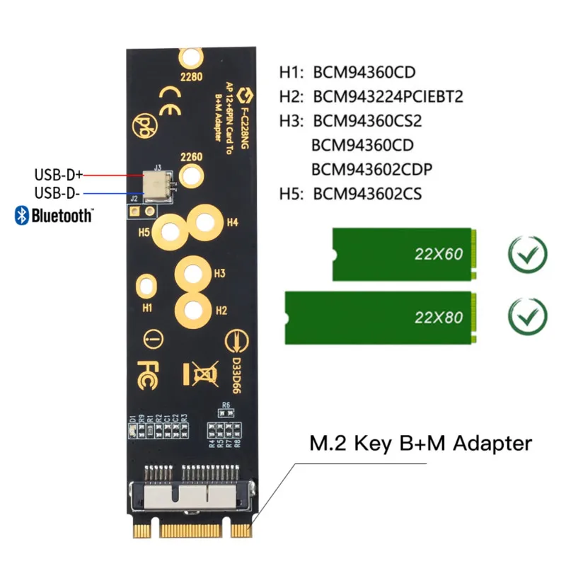 Беспроводная Wi Fi карта BCM94360CS2 1200 Мбит/с на M.2 NGFF ключ B + M адаптер для Mac OS Bluetooth 4 0